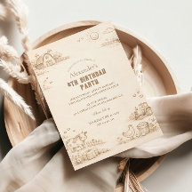 Vintage Farm Sketch Storybook Kids Birthday