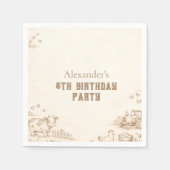 Vintage Farm Sketch Storybook Kids Birthday Serviette (Vorderseite)