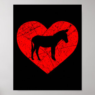 Vintage-Farm-Tier-Esel-Liebhaber-Herz-Liebe-Valent Poster