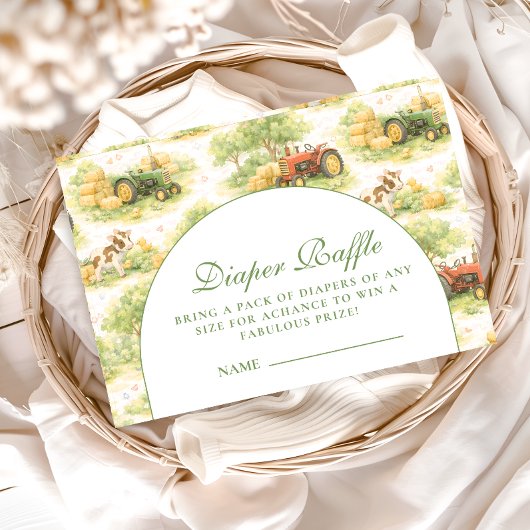 Vintage Farm Tractor Countryside Diapper Raffle Begleitkarte