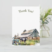 Vintage Farm Tractor Thank You Note Einladung (Stehend Vorderseite)