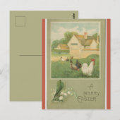 Vintage Farm With Chickens Easter Postkarte (Vorne/Hinten)
