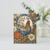 Vintage Farmhouse Hen and Daisy Flowers Postkarte (Stehend Vorderseite)