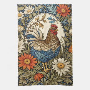 Vintage Farmhouse-Henne und Gänseblümchen Geschirrtuch
