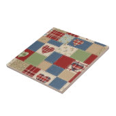 Vintage Farmhouse Herz Quilt Patchworkdruck Fliese (Seite)