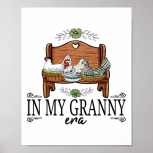 Vintage-Farmhouse-Huhn-Holz-Oma In Meiner Oma-Zeit Poster