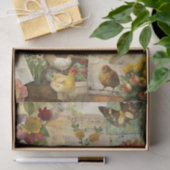 Vintage Farmhouse Rooster and Chicken Decoupage Seidenpapier (Geschenk)