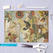 Vintage Farmhouse Rooster and Chicken Decoupage Seidenpapier (Handwerk)