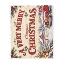 Vintage Farmhouse Weihnachten Roter LKW Fleece-Dec