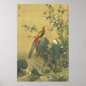 Vintage Fasan im Frühlingsgarten Kunst Poster (Vorne)
