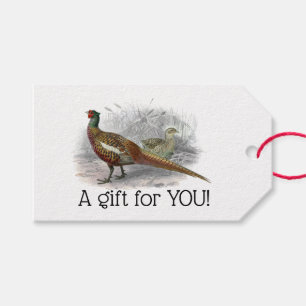Vintage Fasan Jagdvogel Zeichnung Farbe #2 Geschenkanhänger