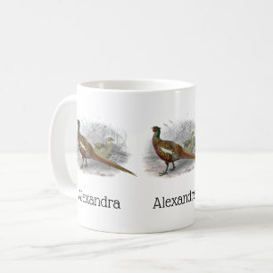 Vintage Fasan Jagdvogel Zeichnung Farbe #2 Kaffeetasse