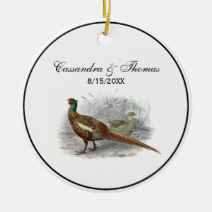 Vintage Fasan Jagdvogel Zeichnung Farbe #2 Keramik Ornament