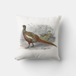 Vintage Fasan Jagdvogel Zeichnung Farbe #2 Kissen