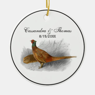 Vintage Fasan Jagdvogel Zeichnung Farbe #3 Keramik Ornament