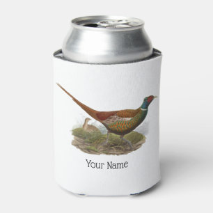 Vintage Fasan Jagdvogel Zeichnung Farbe Dosenkühler