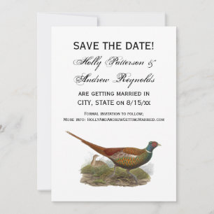 Vintage Fasan Jagdvogel Zeichnung Farbe Save The Date