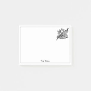 Vintage Fasan Jagdvogel Zeichnung SW Post-it Klebezettel