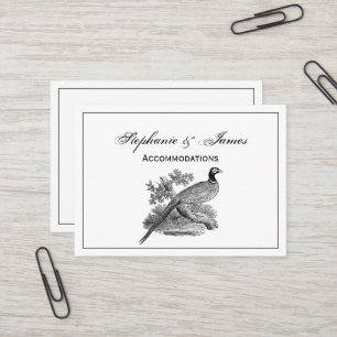 Vintage Fasan Jagdvogel Zeichnung SW Visitenkarte
