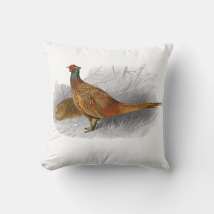 Vintage Fasan Wildvogel Zeichnung Farbe #3 Kissen