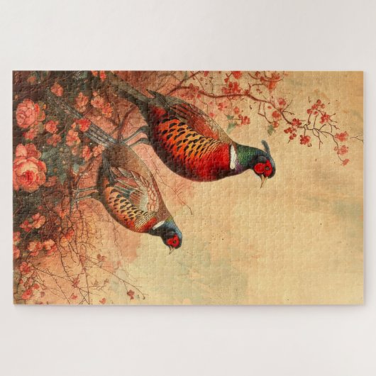 Vintage Fasane im Herbst 20x30 Puzzle (Horizontal)
