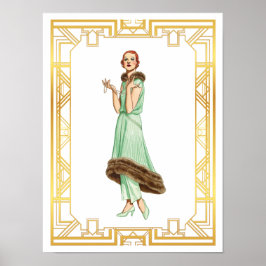 Vintage Fashion 20s Flapper Pant Dress Art Poster