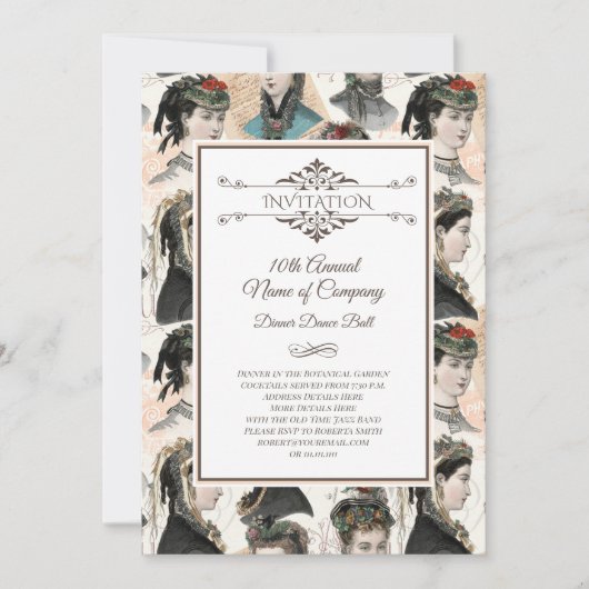 Vintage Fashion Ball Retro Fashion Show Einladung (Vorderseite)