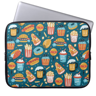 Vintage Fast Food Icons Nahtloses Muster. Wiederho Laptopschutzhülle