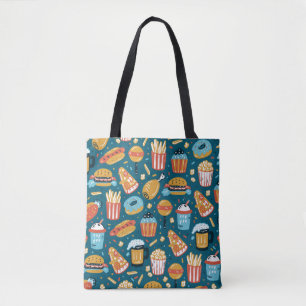 Vintage Fast Food Icons Nahtloses Muster. Wiederho Tasche