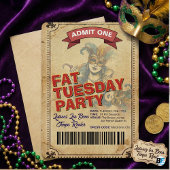 Vintage Fat Tuesday Party Ticket | Mardi Gras Einladung