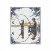 Vintage Father and Child Fishing Engraving Shirt D Aufkleber (Vorderseite)