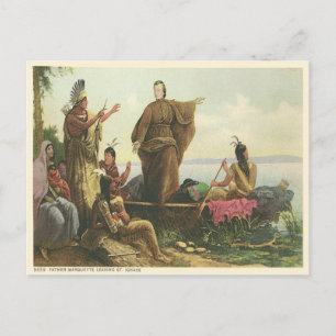 Vintage Father Marquette, St Ignace Michigan Postkarte