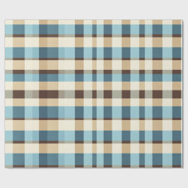 Vintage Father’s Day Plaid in Blue and Brown Geschenkpapier