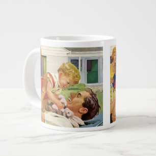 Vintage Fathers Day, glückliche Familie in den Vor Jumbo-Tasse