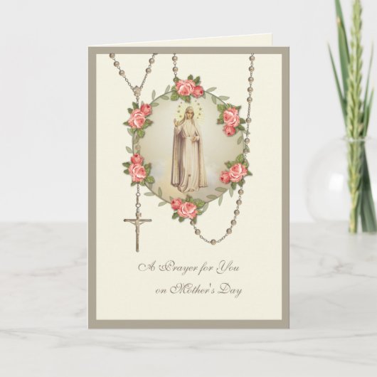 Vintage Fatima-Jungfrau Mary Katholic Mother Day Karte (Vorderseite)