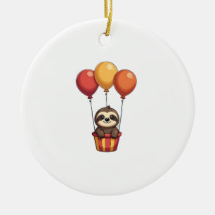 Vintage Faultier Ballons Retro Süße Tierdesign 2 Keramik Ornament