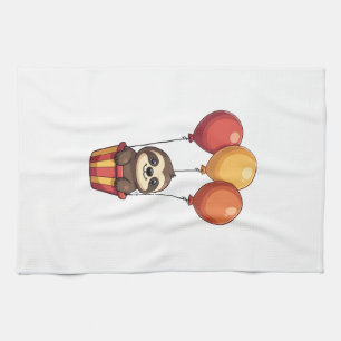 Vintage Faultier Ballons Retro Süße Tiergestaltung Geschirrtuch