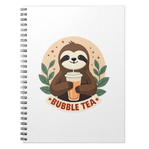 Vintage Faultier Bubble Tea Süße Retro-Tierkunst 2 Notizblock