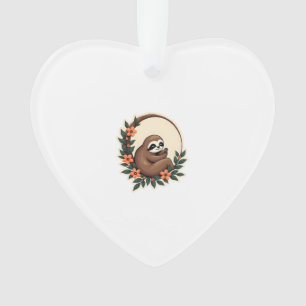 Vintage Faultier Floral Botanisches Retro-Tier Kun Ornament
