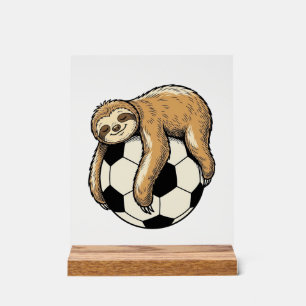 Vintage Faultier Fußball Cute Tier Shirt Design Acrylschild