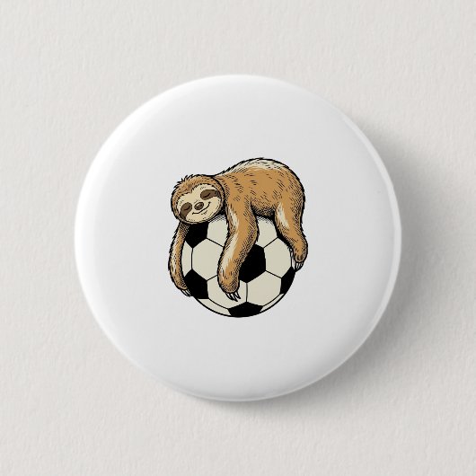 Vintage Faultier Fußball Cute Tier Shirt Design Button (Vorderseite)