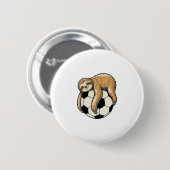 Vintage Faultier Fußball Cute Tier Shirt Design Button (Vorne & Hinten)