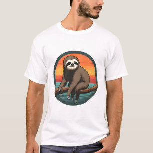 Vintage Faultier Grafik Retro Dschungel Tier Kunst T-Shirt