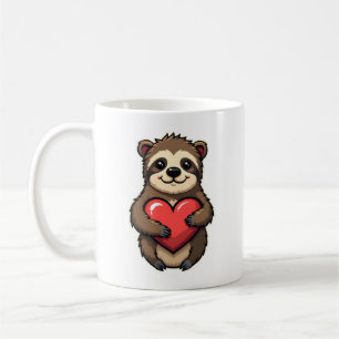 Vintage Faultier-Herz Retro-Liebe Tierkunst 2 Kaffeetasse