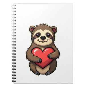 Vintage Faultier-Herz Retro-Liebe Tierkunst 2 Notizblock