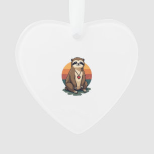 Vintage Faultier Herz Süße Retro-Tier-Illustration Ornament