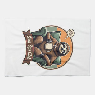 Vintage Faultier Kaffee-Shirt Ruhiger Morgen Humor Geschirrtuch