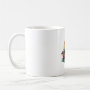 Vintage Faultier Kanu Sonnenuntergang Retro Wildli Kaffeetasse