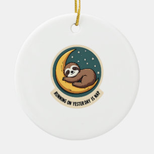 Vintage Faultier Müdes Zitat Lustiges Retro-Tierde Keramik Ornament