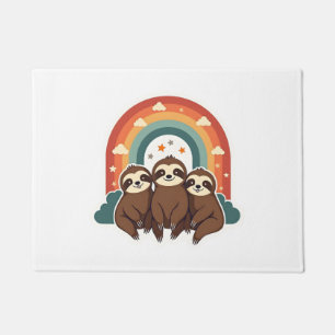 Vintage Faultier Regenbogen Retro Süße Tierkunst 2 Fußmatte